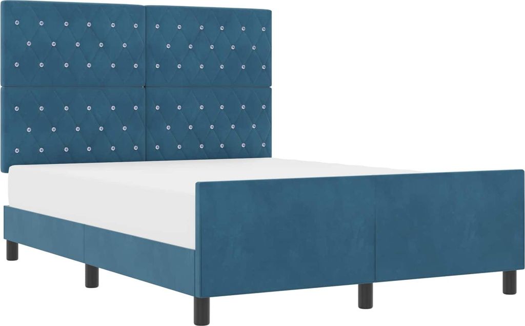 vidaXL Boxspringbett mit Kopfteil Dunkelblau 140 x 200 cm Samt