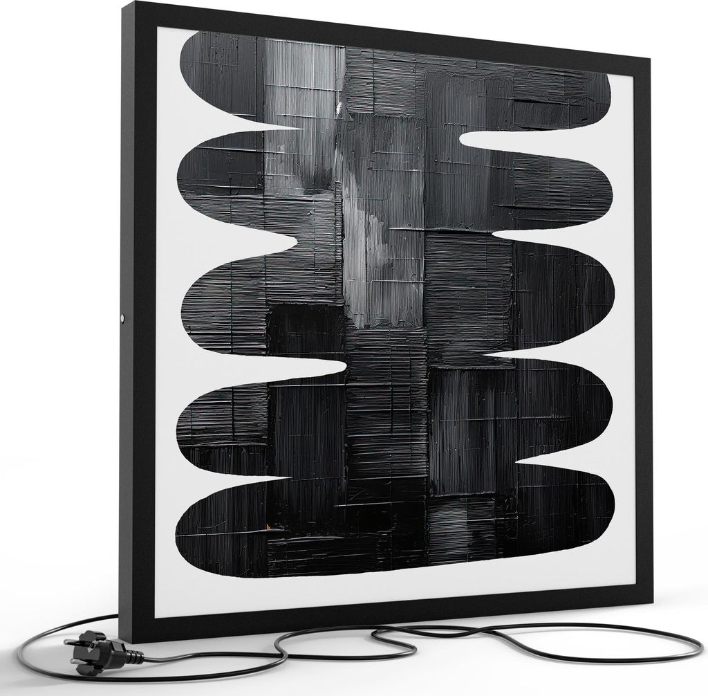 DEQORI LED-Bild & Lampe 60x60 cm Schwarz 'Taktile Form' Leuchtbild LED Wandbild Leuchte