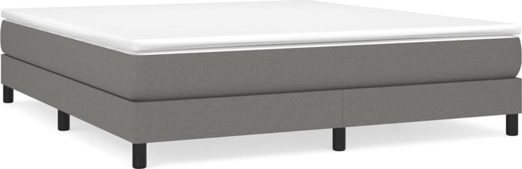 A grey bed frame with a white mattress topper, shown on a white background.
