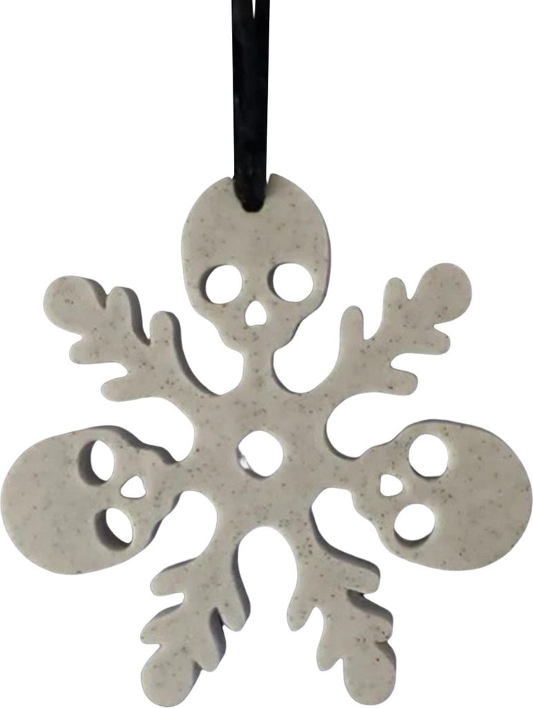 Totenkopf-Schneeflocken-Ornament, 3D-gedruckt, gotische Schneeflocke, Weihnachtsbaum-Hängedekoration für Baum, Fenster, Weihnachtsdekoration