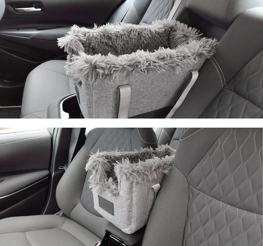 Siège auto chien gris déhoussable - Panier console centrale Locky