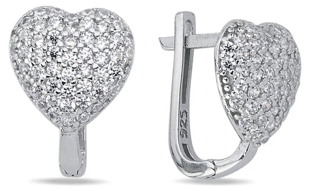 Boucles d'oreilles Argent 925 Cœur Scintillant en Oxydes de Zirconium