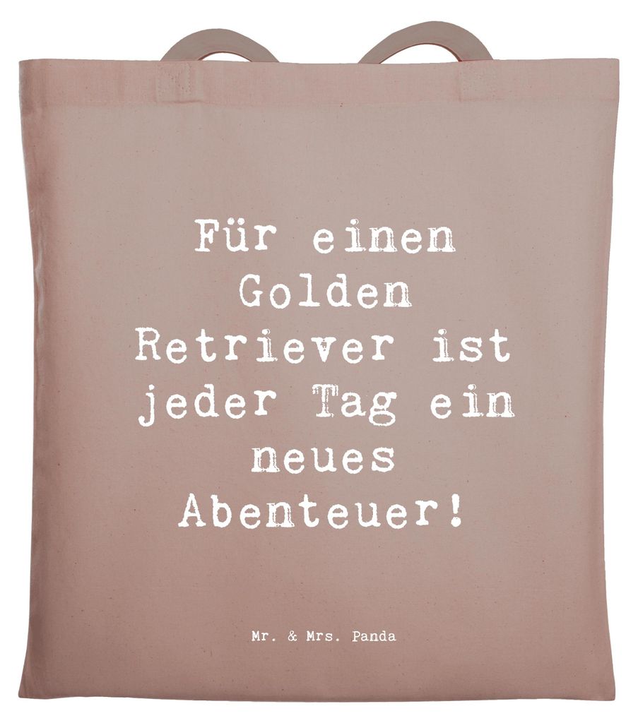 Mr. & Mrs. Panda Shopping Tasche Spruch Golden Retriever Abenteuer - Braun Pastell - Geschenk, Hunderassen, Pflege, Schultasche, Therapiebegleiter,...