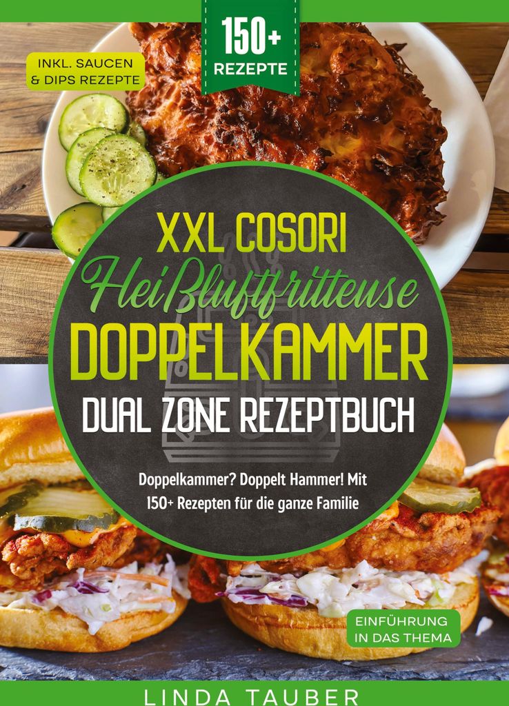 XXL Cosori Heißluftfritteuse Doppelkammer Dual Zone Rezeptbuch