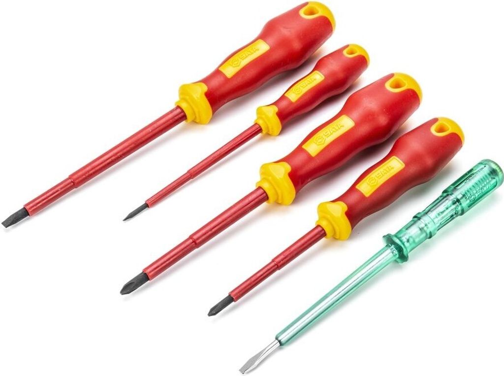 SATA Schraubendreher-Set, VDE, 5-tlg. ST09302U (5 Spannungsprüfer Kreuz)