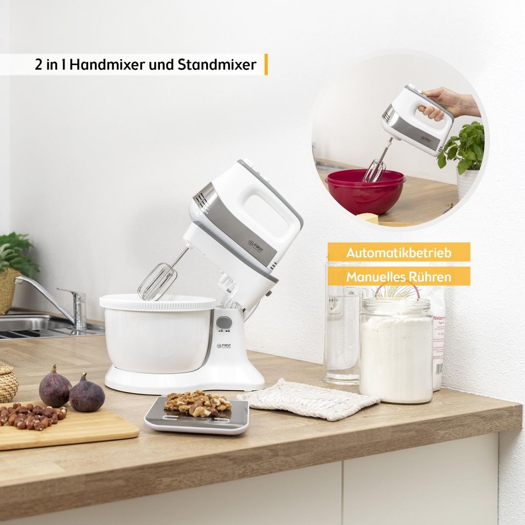 TZS First Austria Handmixer mit 3,5L Kunststoffschüssel mit