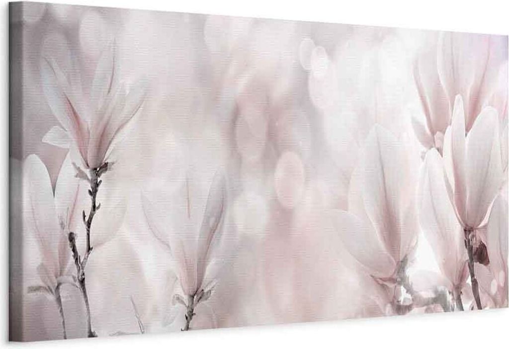 Italienischer Leinwand Leinwandbild - Misty Flowers (1 Part) Narrow 135x45 cm Blumen b-B-0560-b-a