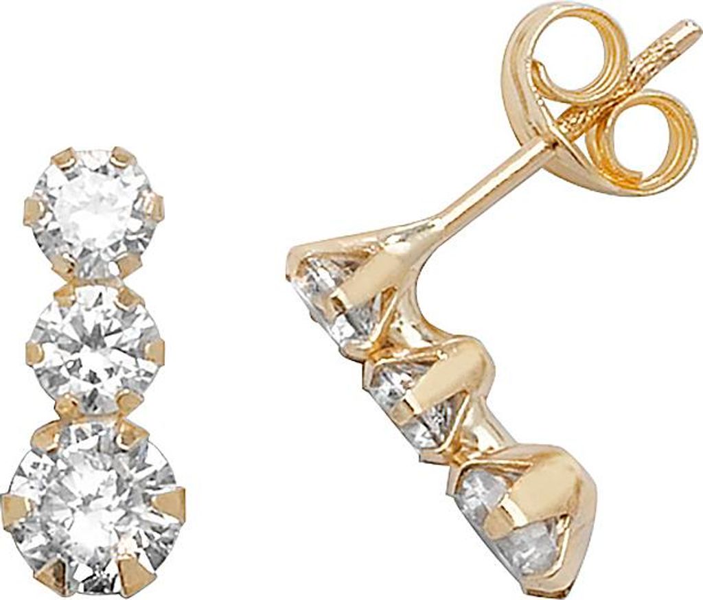 Chice 9 Karat (375) Gold Damen - Paar Ohrstecker mit Zirkonia - 11mm*4mm; TRS1838