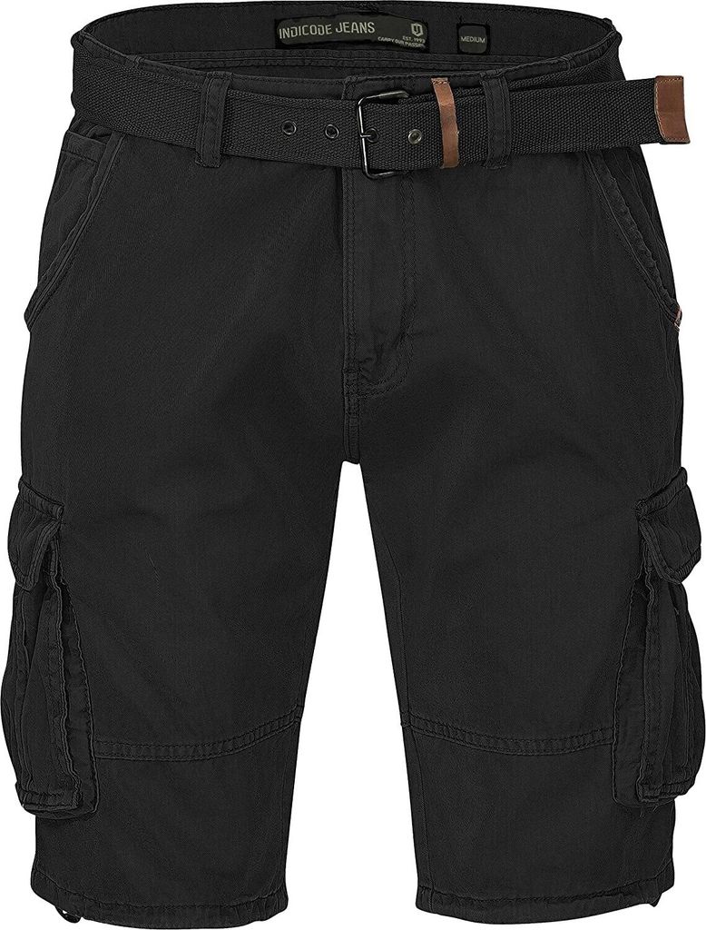 Indicode Kjeld Herren Cargoshorts mit 6 Taschen inkl. Stoffgürtel aus 100% Baumwolle | Kurze Hose Bermuda Sommer Herrenshorts Short Men Pants Carg...