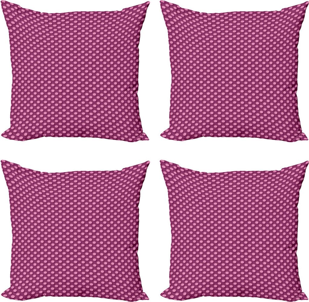 ABAKUHAUS Rosa Tupfen Kissenbezug Set (4 Stück), Mode Kulisse, Moderner Doppelseitiger Digitaldruck, 60 cm x 60 cm, Dunkle Magenta-Baby-Rosa