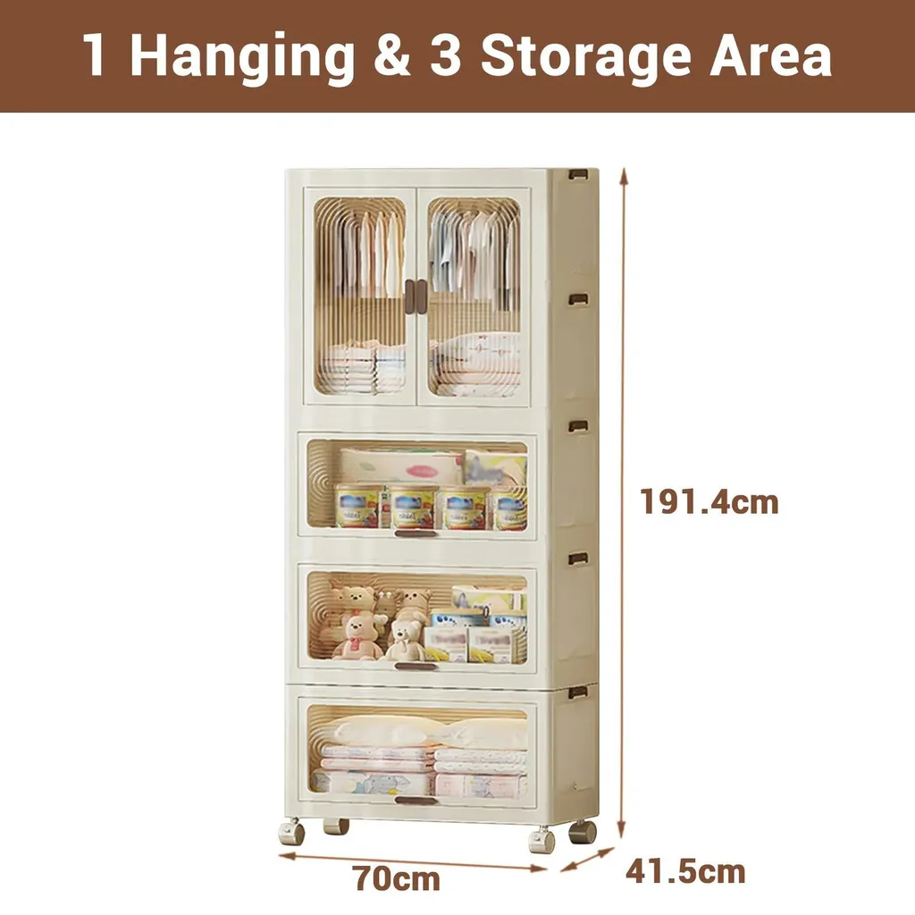 Armoire de rangement plastique 4 tiroirs large 70 cm empilable et robuste