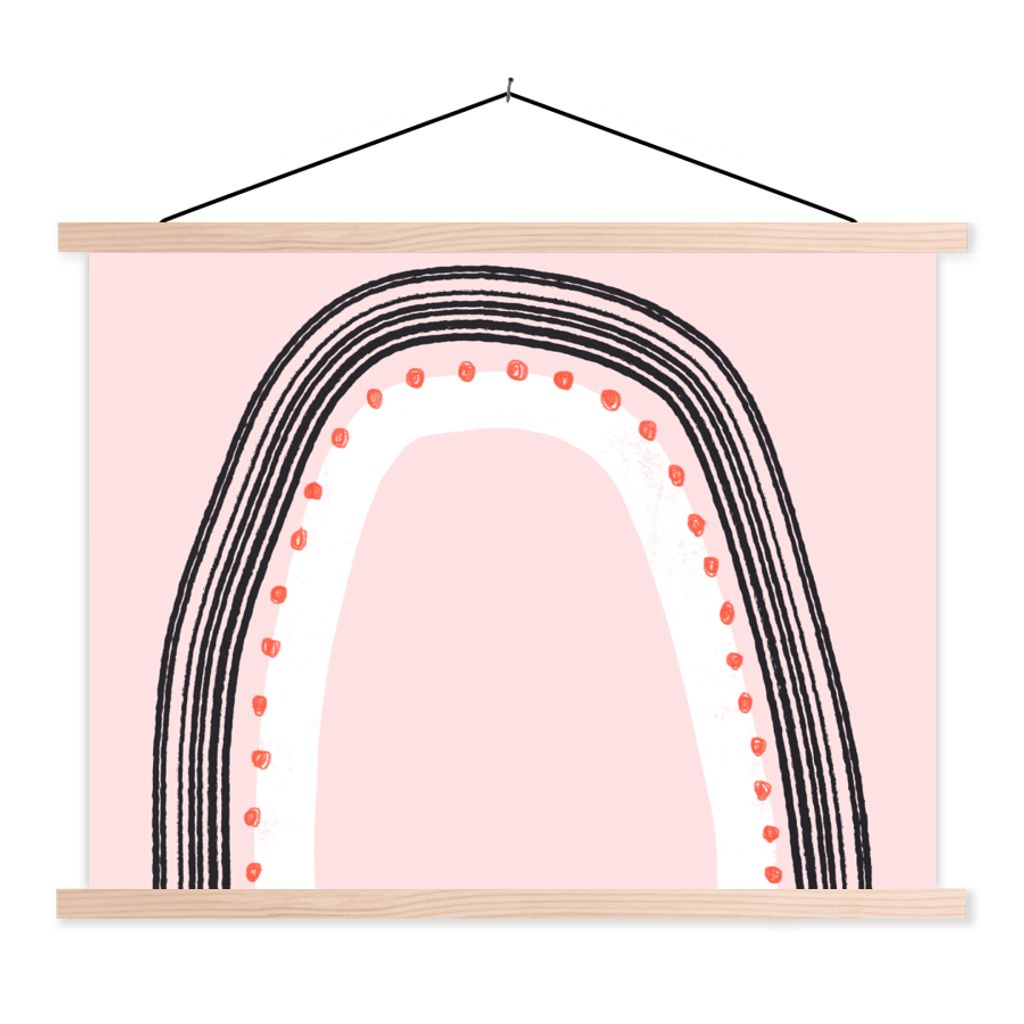 MuchoWow Textilposter Regenbogen - Minimalismus - Rosa 120x90 cm mit holzfarbenen Rahmen - Magnetisch