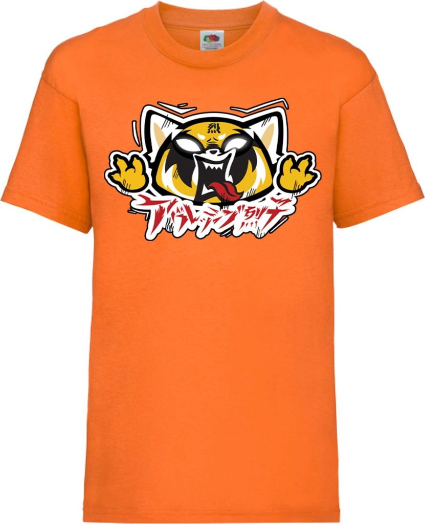 Kinder T-Shirt Aggretsuko 02 Aggresive Panda, 12-13 Jahr - 152 / Orange