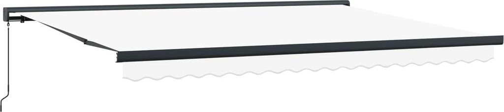 Einziehbare Markise Weiß 4 x 3 m Leinen und Aluminium