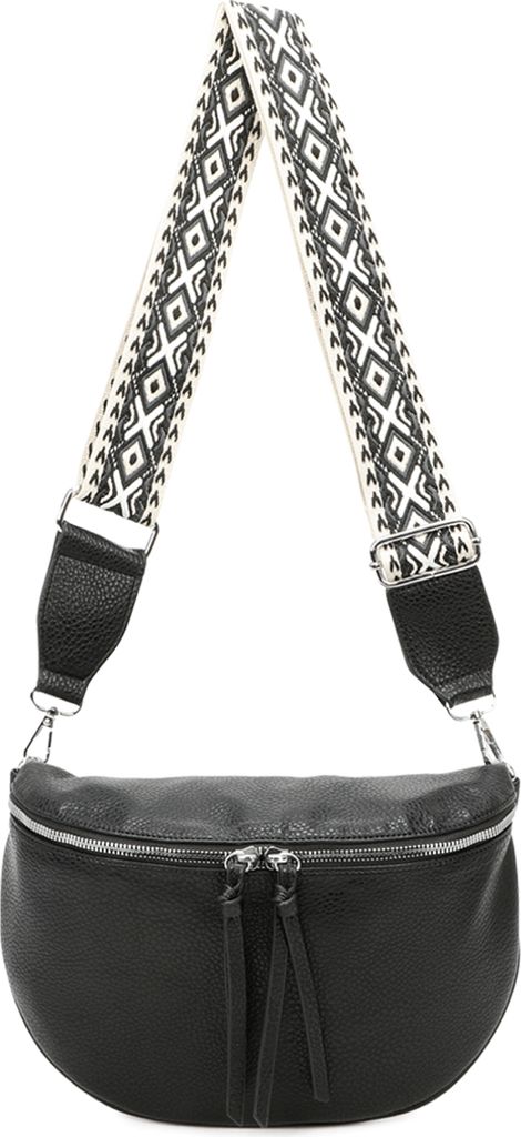 Bauchtasche (BBL-185) Umhängetasche Crossbody-Bag Hüfttasche Kunstleder Italy-Design BLACK