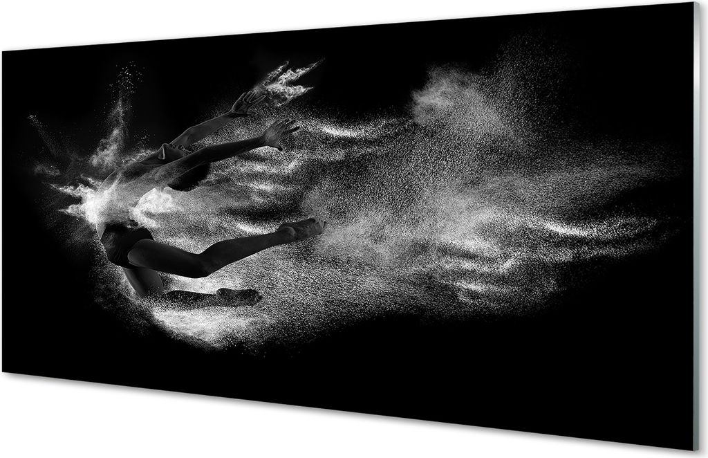 Glasbilder 140x70 Wandkunst Female ballet Rauch grauen Hintergrund