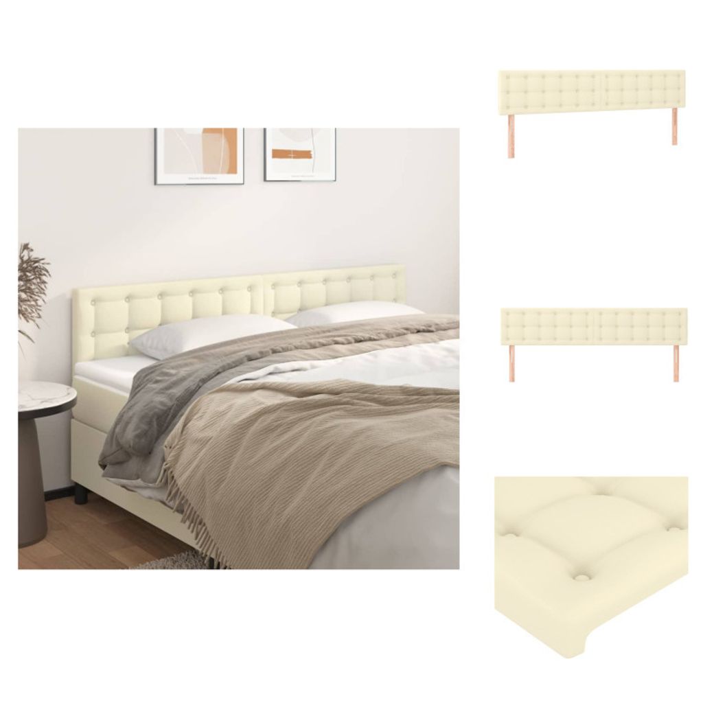 vidaXL Kopfteile 2 Stk. Creme 100x5x78/88 cm Kunstleder - Kopf- & Fußenden