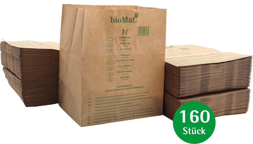 bioMat Sacs en papier compostables de 7l pour déchets Image du produit 