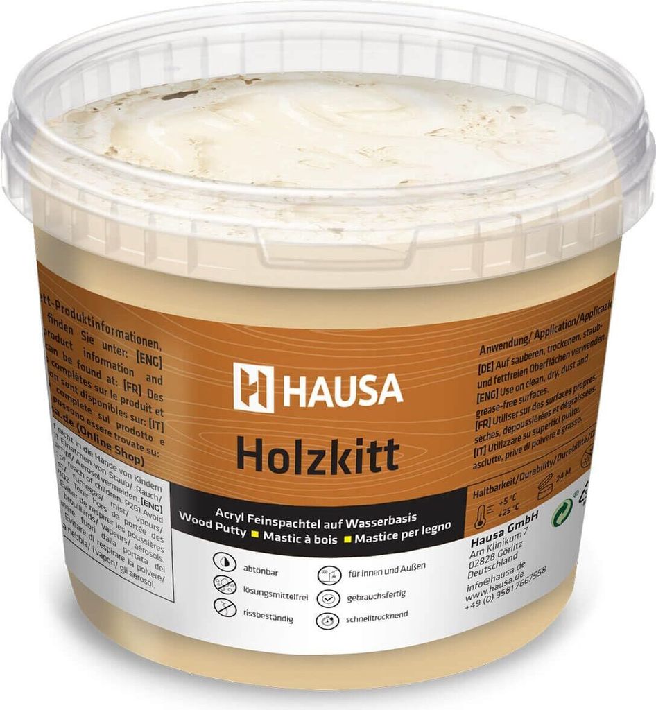 HAUSA Holzkitt 1 kg Birke Holzspachtelmasse, Kitt für Holz, Holzspachtel/Füllmasse zum Reparieren von Holzschäden gebrauchsfertig ausgezeichnete...