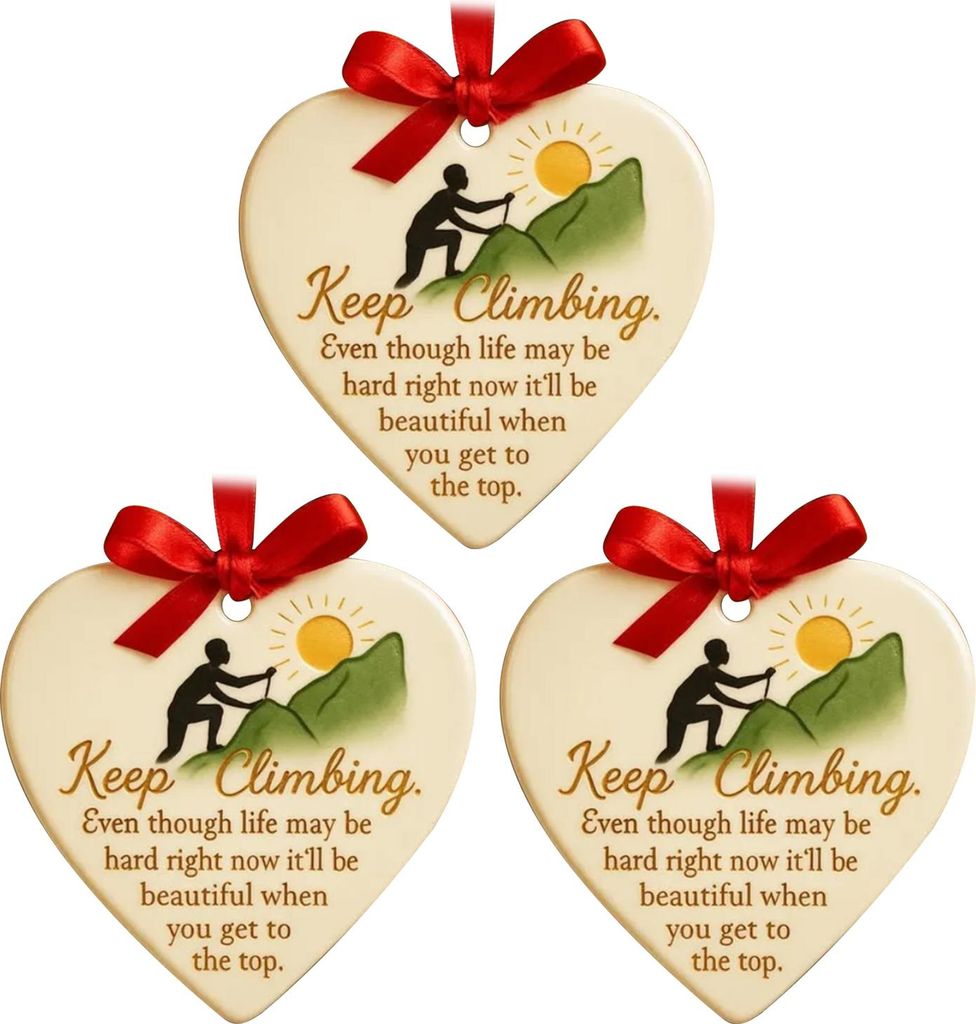 Herzförmiger Kletteranhänger – Inspirierendes Deko-Element für den Weihnachtsbaum – Erinnerungsgeschenk für Männer und Frauen