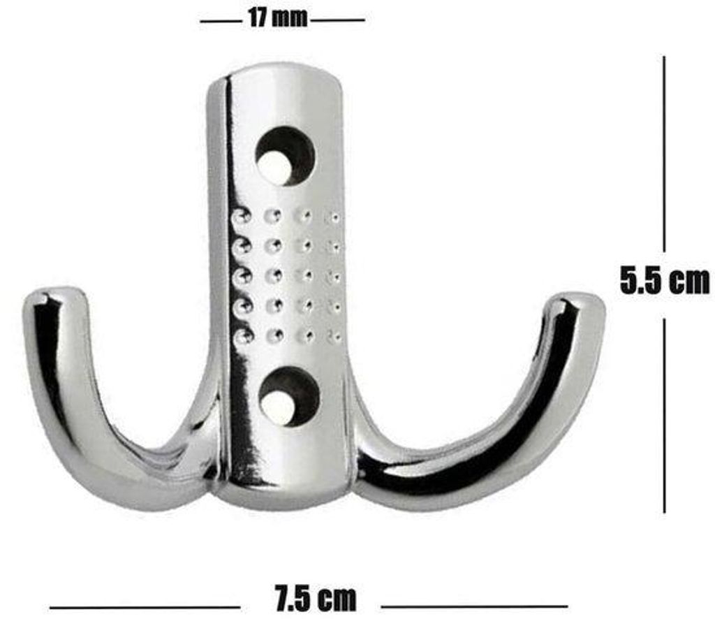 Wandhaken Set 5-teilig Doppelhaken aus Metall für Garderobe und Bad Grau