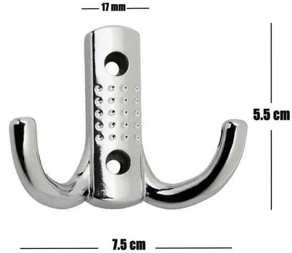 Patère murale double en métal gris lot de 8 pour salle de bains et WC