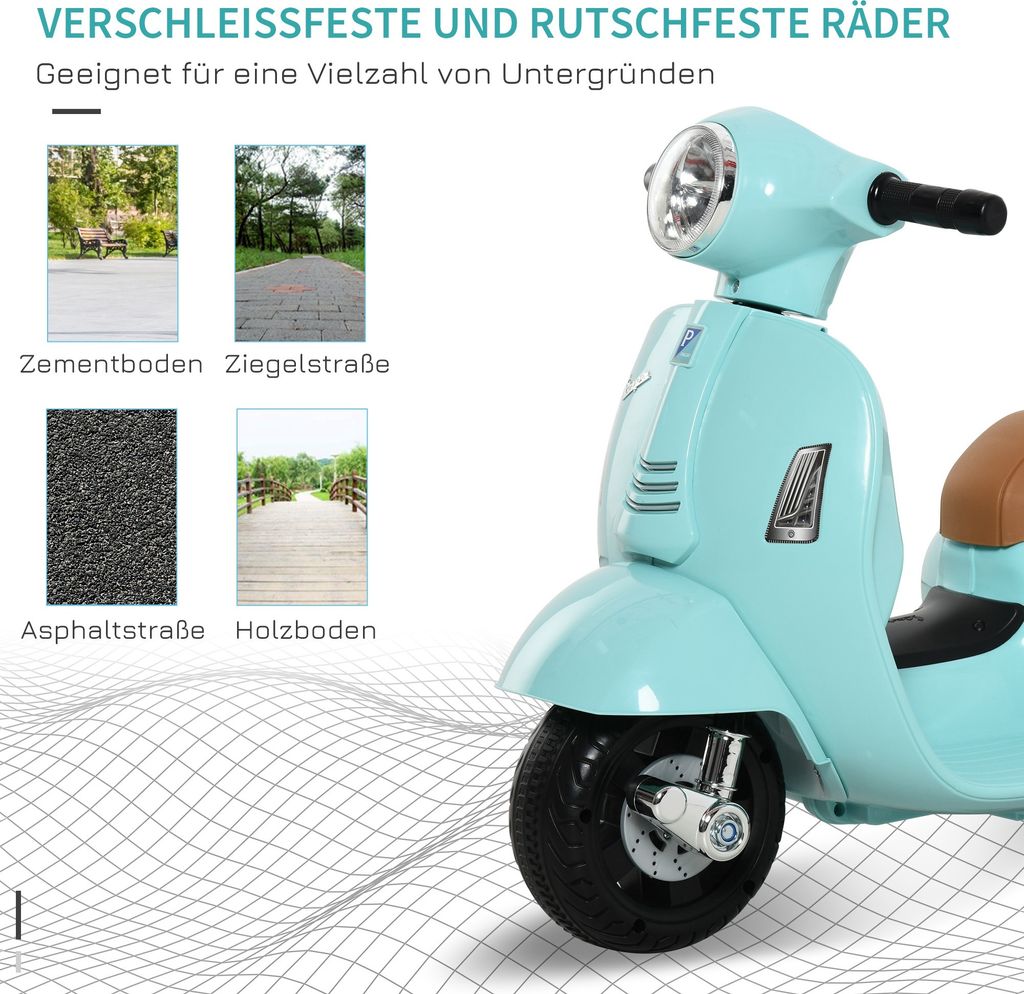HOMCOM VESPA Motocykl elektryczny dla dzieci Pojazd Zdjęcie produktu 5