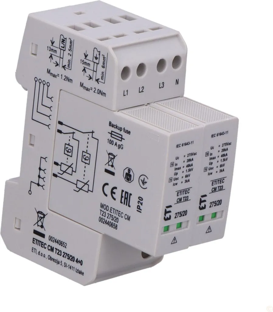 Parafoudre triphasé ETITEC CM T23 pour protéger vos appareils de maison