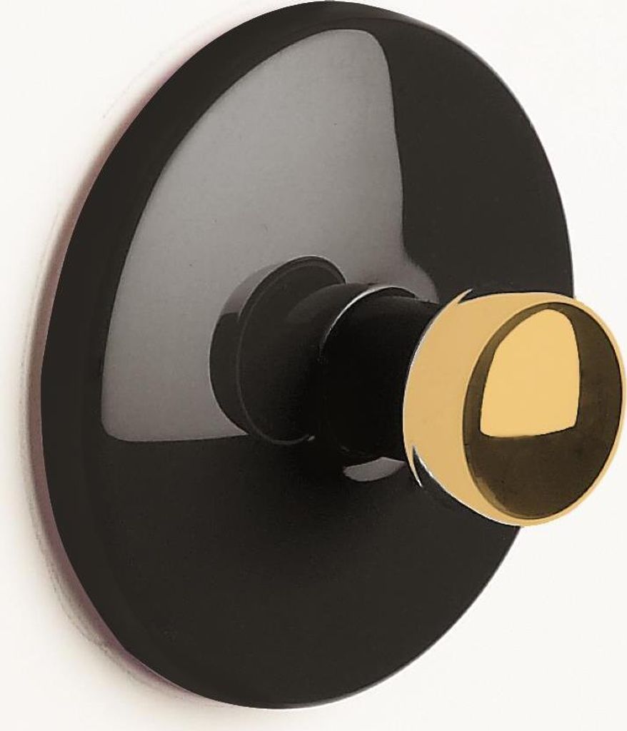 Spirella Handtuchhaken Haken Selbstklebend Bad und Küche "Bowl" Handtuchhalter Kleiderhaken Ohne Bohren Ø5 cm - Schwarz/Gold