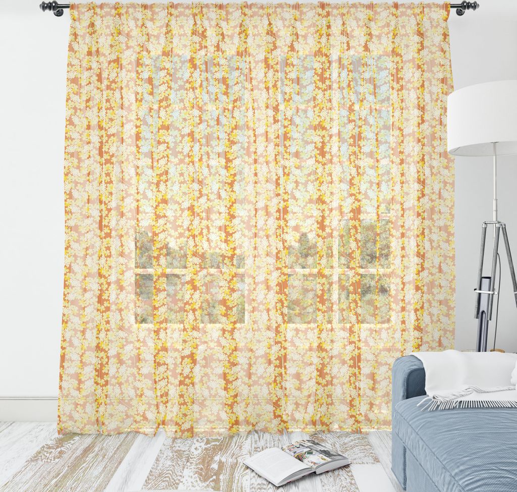 ABAKUHAUS Blumen Wandteppich, Kontinuierliche Blume Warm Sunny Tones, Wohnzimmer Schlafzimmer seidiges Satin Wandtuch, 220 cm x 274 cm, Burnt Orang...