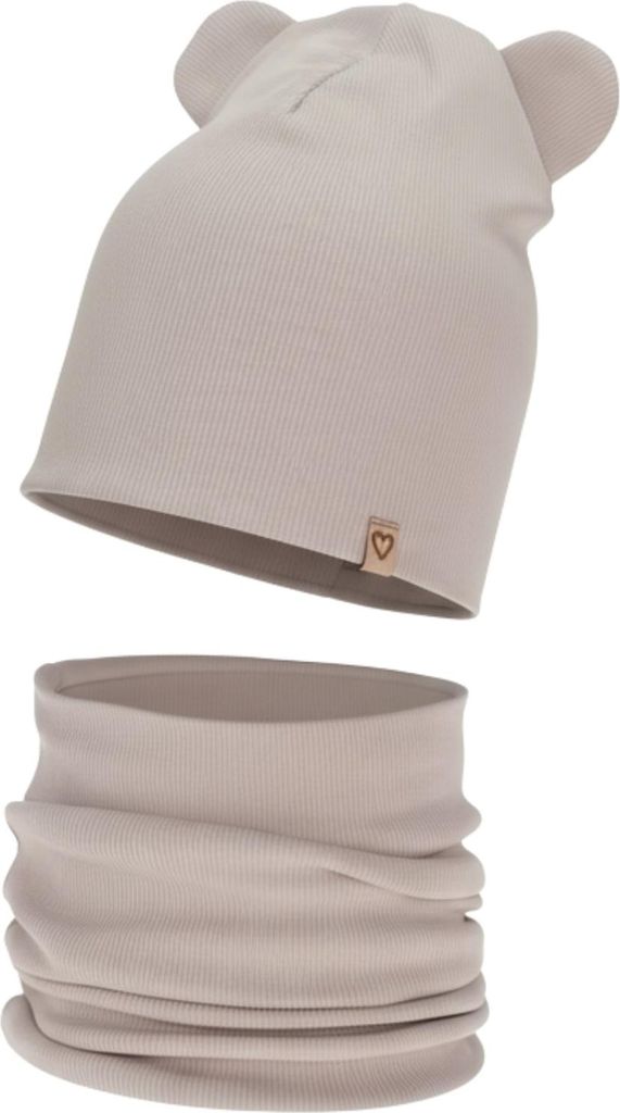 Mädchen Frühling/Herbst Set – Mütze und Schlauchschal, Baumwolle Luminia Beige Unisize Maxte