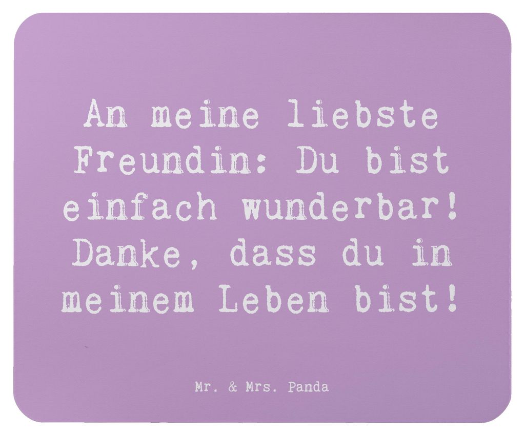 Mr. & Mrs. Panda Mauspad Spruch Liebste Freundin - Lavendeltraum - Geschenk, Freundschaft, enge, Mouse Pad, computer, Mousepad, mousematte, herzlic...