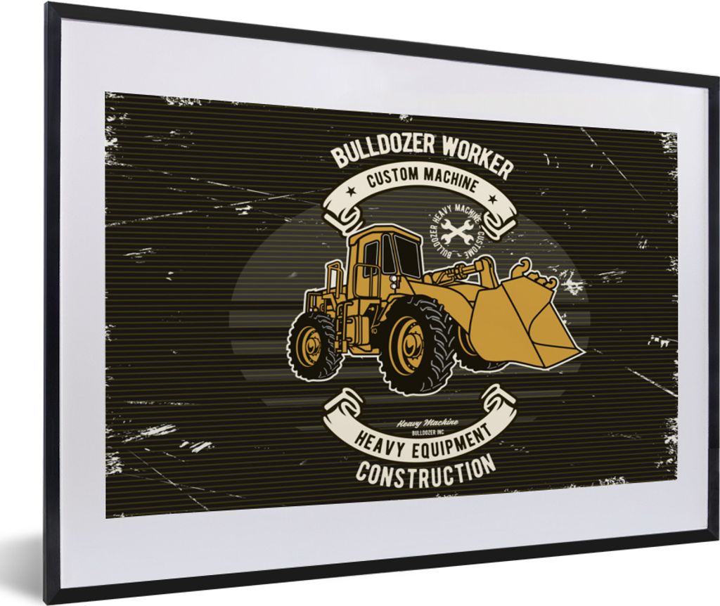 MuchoWow® MuchoWow® Gerahmtes Poster Bulldozer - Vintage - Produktbild 