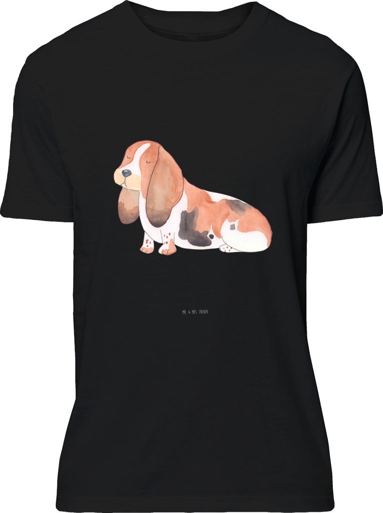 Mr. & Mrs. Panda Tshirt Hund Basset Hound - Schwarz - Geschenk, V-Ausschnitt T-Shirt, S, oberteil, Sprüche, Shirt, Hundeliebe, Süß