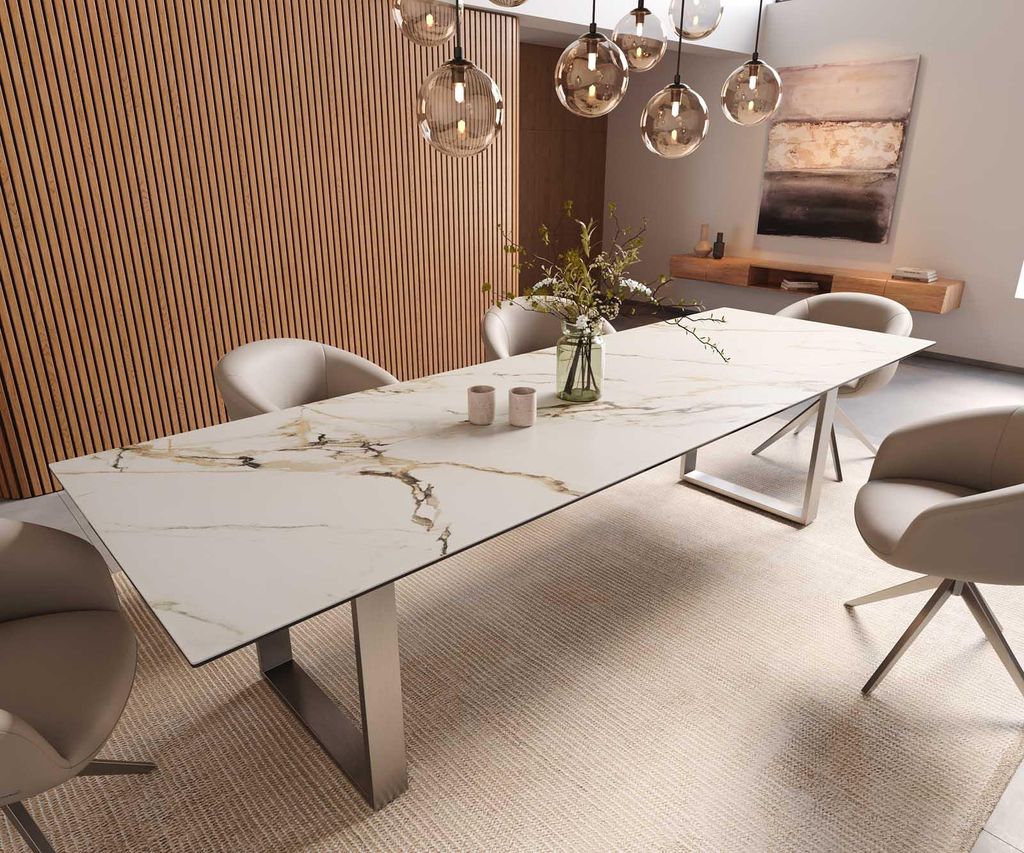 DELIFE Esstisch Edge 300x100 Keramik Calacatta Luxe Produktbild 