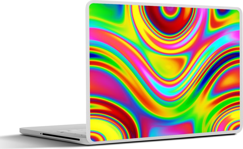 MuchoWow Laptop Aufkleber Sticker Cover Kunst - Wellen - Farben - Psychedelisch 36.5x27.5 cm - Laptop-Sticker