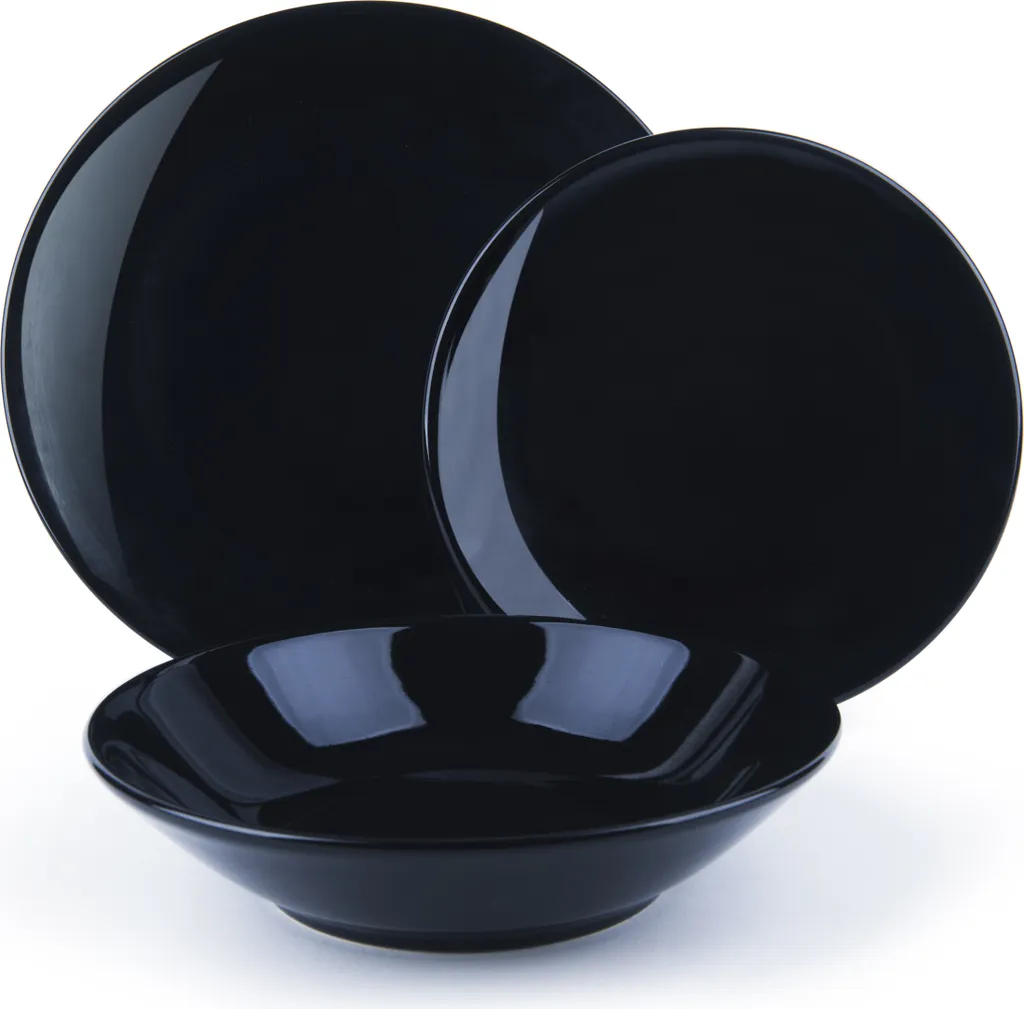 Set Stoviglie Excelsa 18 Pezzi Fashion Black Porcellana Nero Opaco