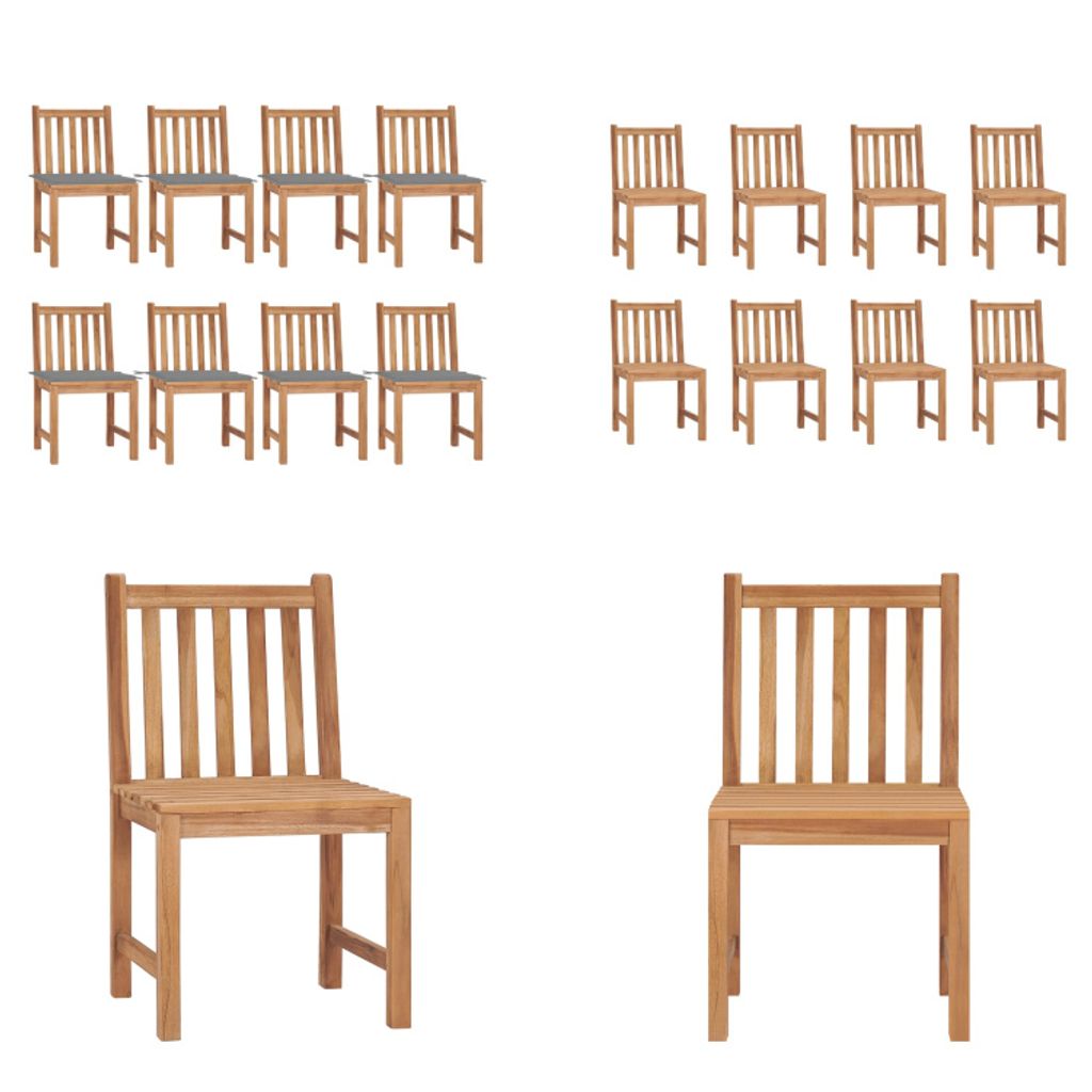 vidaXL Gartenstühle 8 Stk. mit Kissen Massivholz Teak - Gartenstuhl - Gartenstühle - Holz-Gartenstuhl - Holz-Gartenstühle