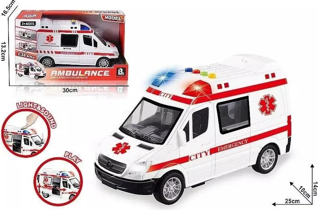 Ambulance jouet robuste et réaliste contre l'ennui : sons et lumières