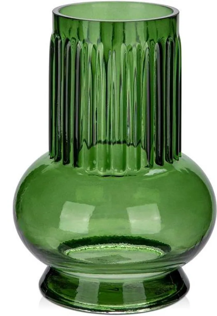Vase en verre cylindrique vert moderne pour bouquet de fleurs fraîches