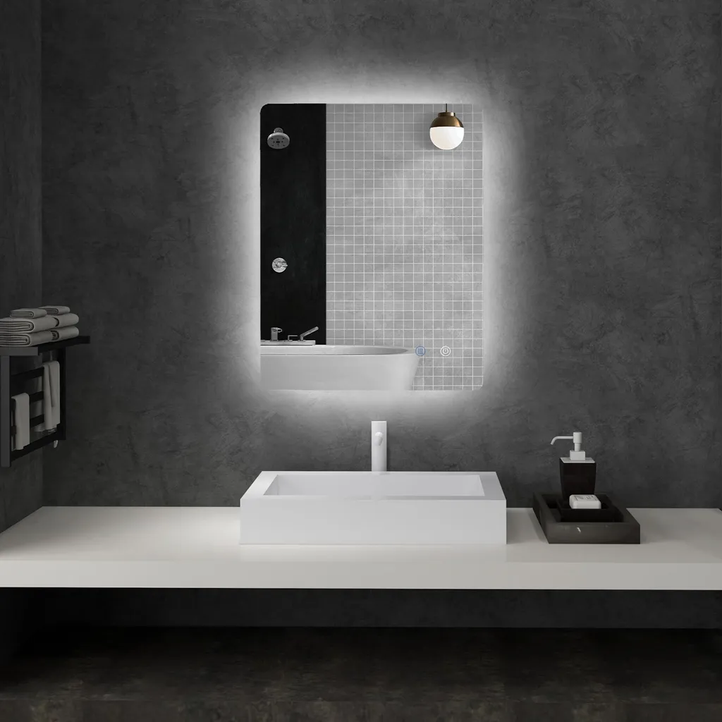 Miroir LED mural 80x60 cm à intensité variable blanc transparent - 3