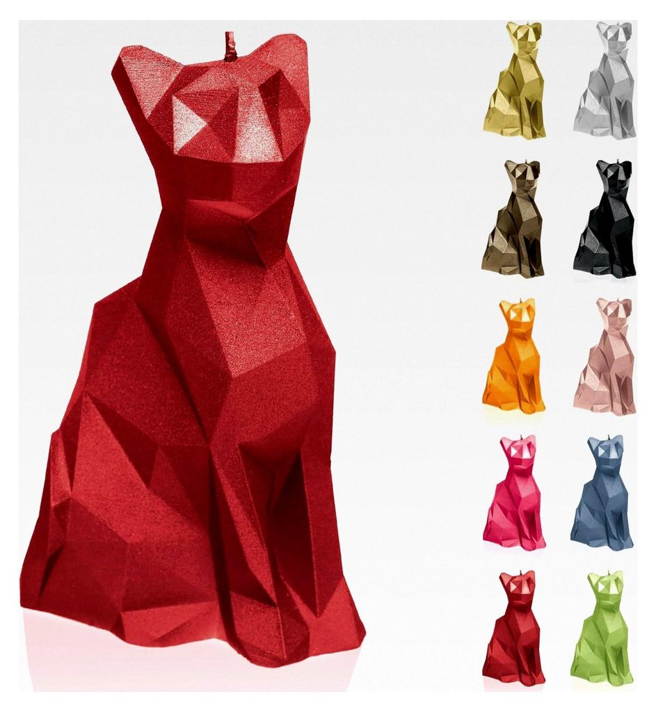 Handgefertigte Cat Low-Poly Kerze - Dekorative Kerze - Wohnaccessoire - Geschenke für Freunde - Baumwolldocht - Brenndauer 35h - Rote Kerze