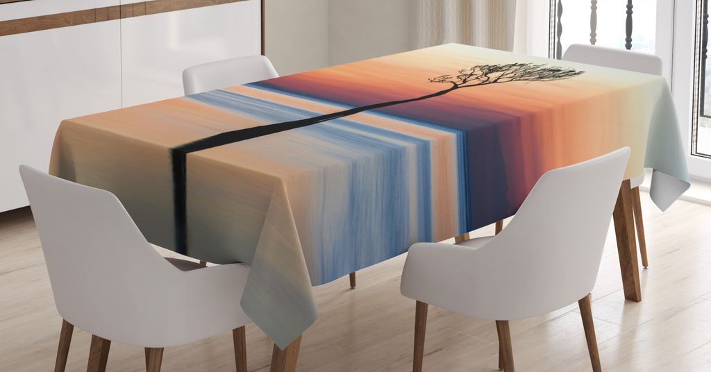 ABAKUHAUS Landschaft Tischdecke, Mangrove auf Sonnenuntergang, Druck mit Klaren Farben ohne Verblassen Waschbar für innen oder Außen Bereich, 140...