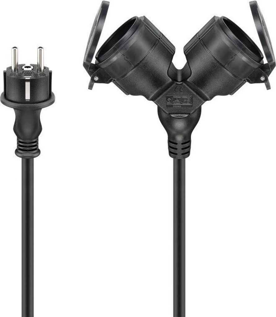 Goobay 65434 Stromverlängerung 5 m 2 AC Steckdose(n) Outdoor Schwarz