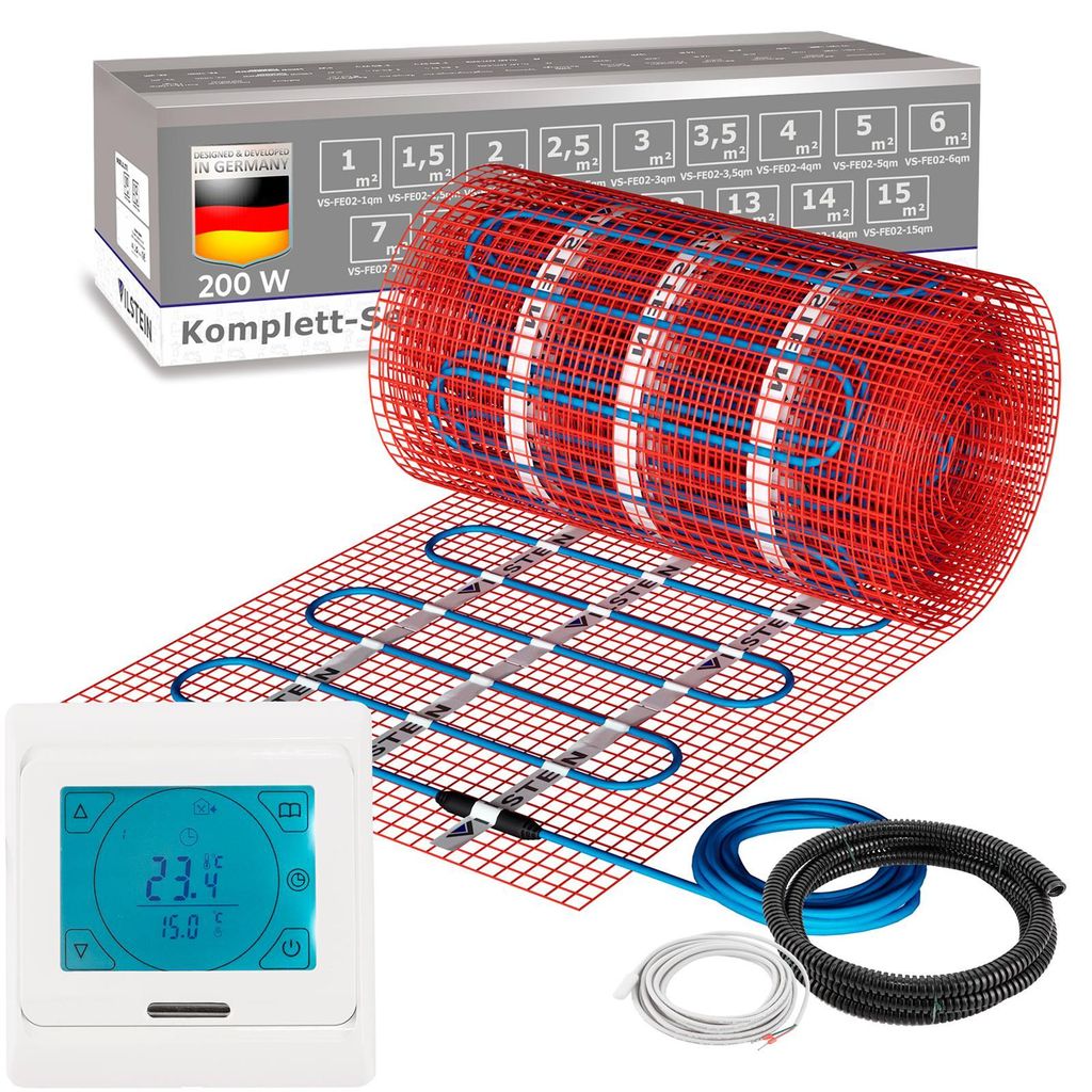 VILSTEIN Elektrische Fußbodenheizung 200W - Komplett-Set - Produktbild 