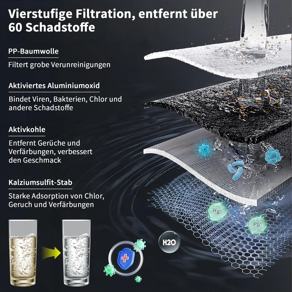 Filtre à eau robinet cuisine stérilisant élimine chlore et plomb - Gris - 3