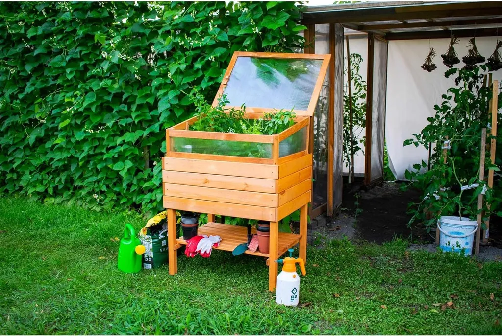 Rehausse de serre pour potager au carré - Bois naturel 76 x 56 x 20 cm