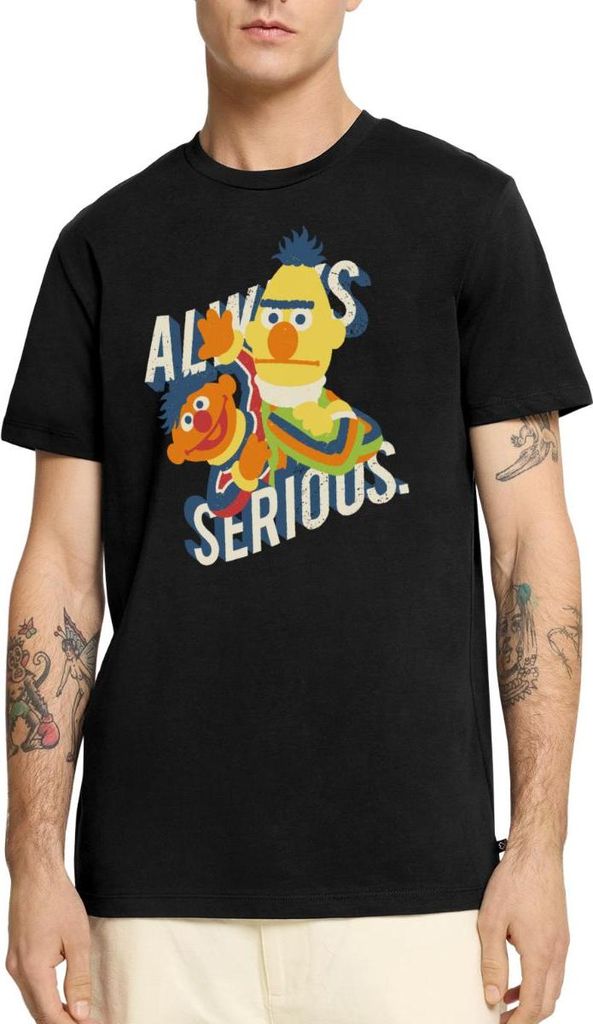 Spreadshirt Sesamstraße Always Serious Männer Premium T-Shirt, S, Schwarz
