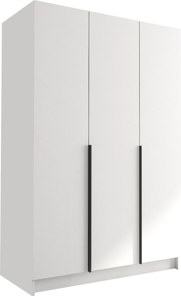 MIRJAN24 Kleiderschrank Calia I, Schlafzimmer, Drehtürenschrank, mit Kleiderstange, Modern, Garderobenschrank, Metallgriffe (Farbe: Weiß / Weiß ...