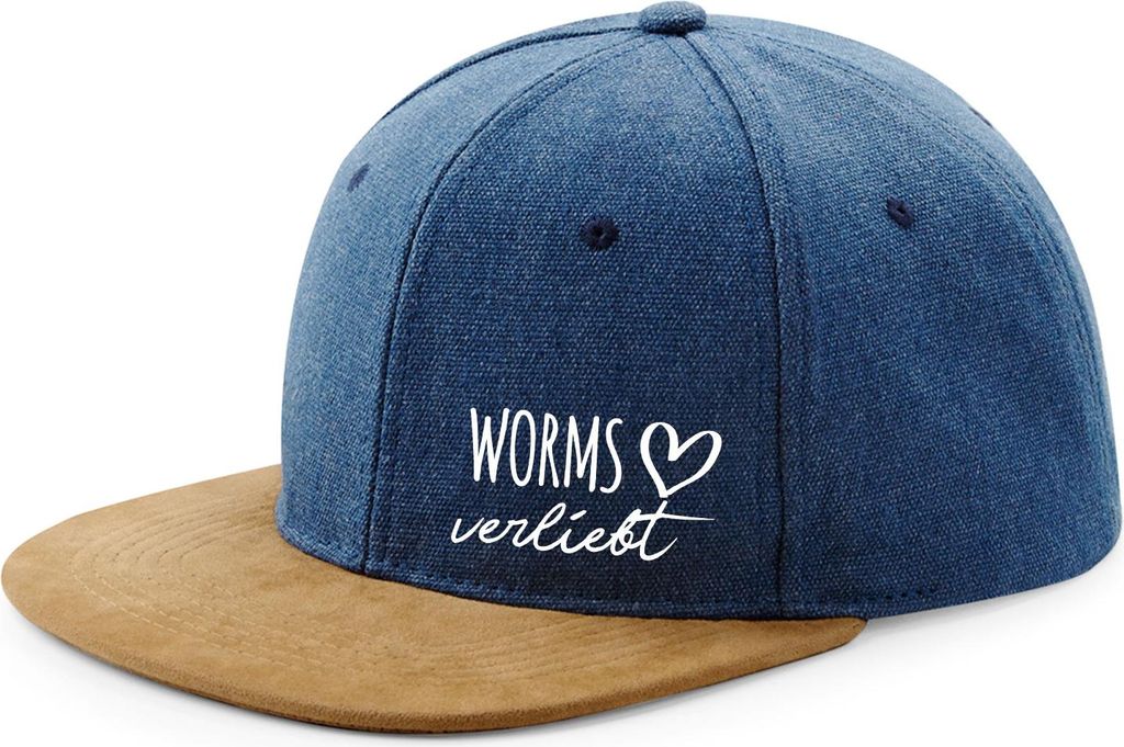 Huuraa Cappy Mütze Worms verliebt Denim Baumwolle und Polyester Snapback Kappe Geschenkidee